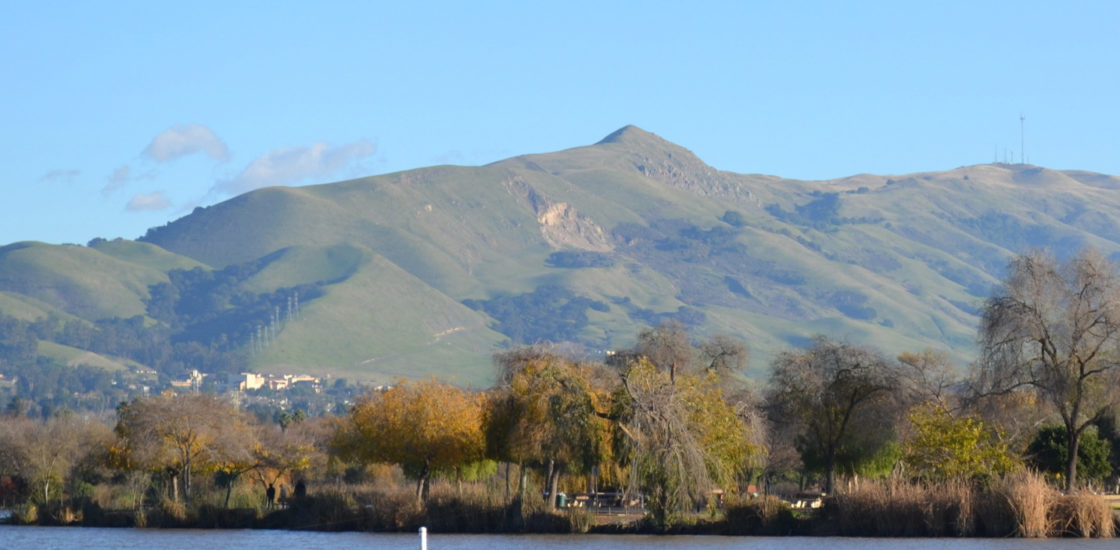 Mission Peak over Lake Elizabeth, in Fremont, California